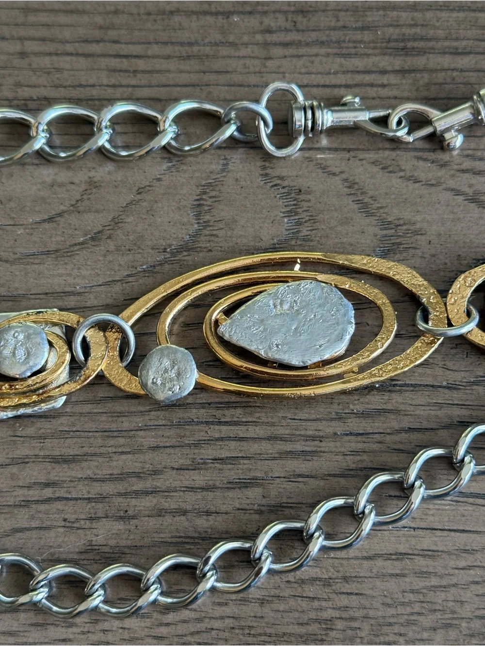 Designer J Jansen Artisan Signed Brutalist Gold Plated Chain Belt OOAK